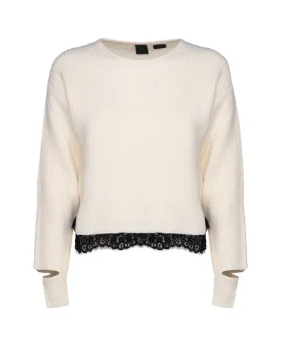 Pinko Sweater With Cut-out Details On The Cuffs In Pure White