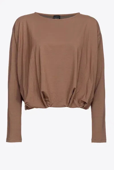 Pinko Draped Flowing Jersey Sweater In Dark Earth