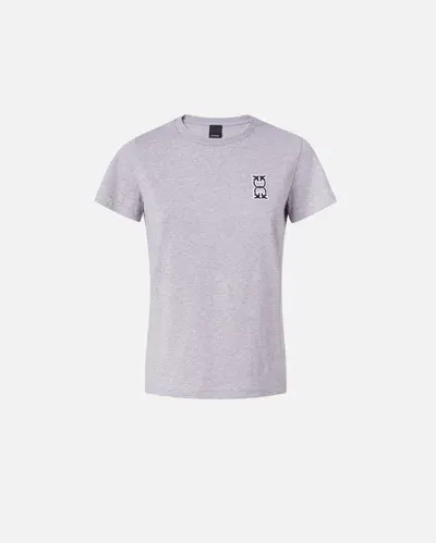 Pinko T-shirt With Monogram Application In Gris Pluie Fine