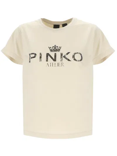 Pinko T-shirts And Polos In Beige Nebbia