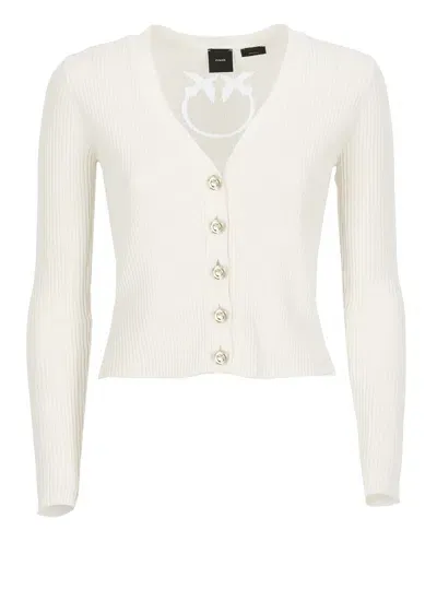 Pinko Tilacino Wool Cardigan In White