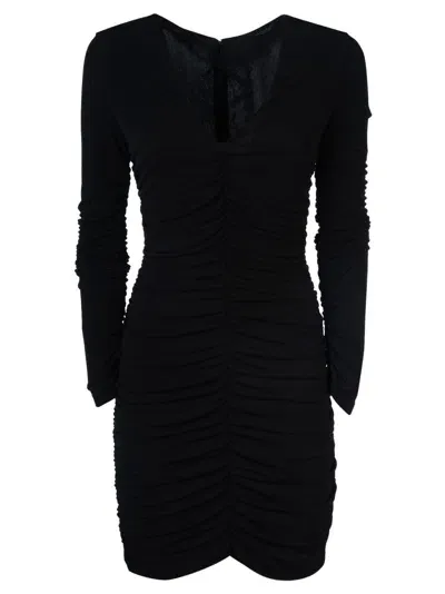 Pinko V-neck Dress In Blacc