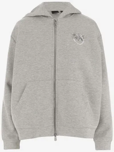 Pinko Viscose Blend Sweatshirt With Logo In Grigio Pioggerella