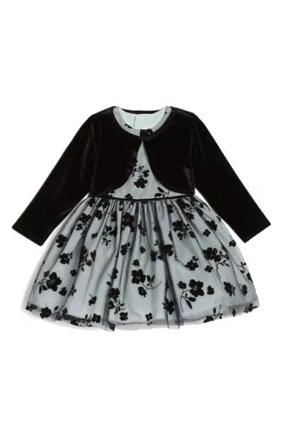 Pippa & Julie Kids' Jacket & Sleeveless Floral Dress In Navy