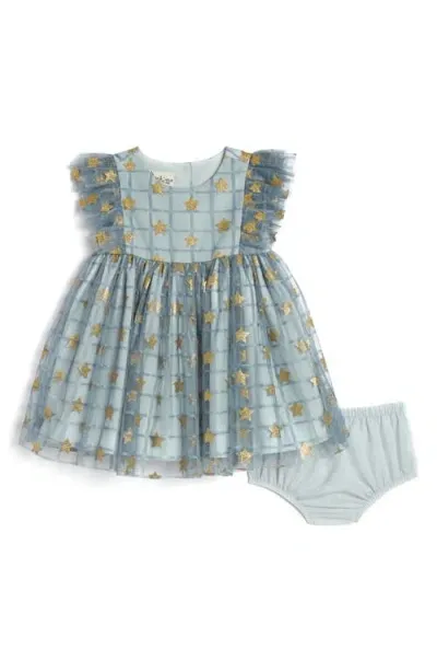 Pippa & Julie Baby Girl's Stella 2-piece Star Glitter Dress & Bloomers Set In Blue