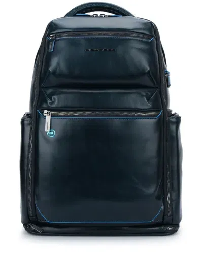 Piquadro Leather Backpack In Black