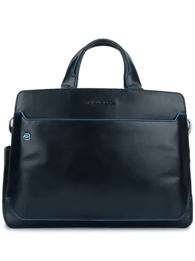 Piquadro Leather Laptop Bag In Black