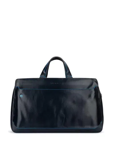 Piquadro Leather Luggage Bag In Blue