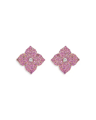 Piranesi 18k Rose Gold Large Fiore Earrings With Pink Sapphires And Diamonds