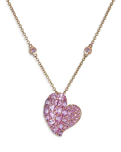 Piranesi 18k Rose Gold Medium Wave Heart Necklace With Pink Sapphires, 4.73 Ct. T. W.