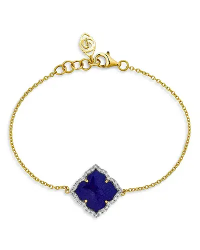 Piranesi 18k Yellow Gold Capri Fiore Bracelet With Lapis Lazuli And Diamonds In Blue/gold