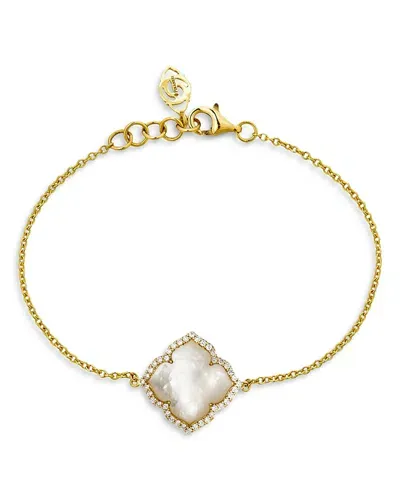 Piranesi 18k Yellow Gold Capri Fiore Bracelet With Mother Of Pearl And Diamonds In White/gold