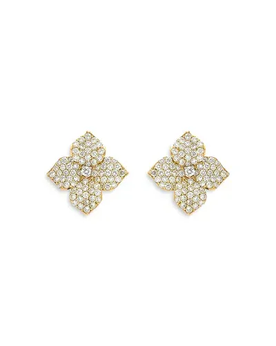 Piranesi 18k Yellow Gold Fiore Diamond Pave Flower Small Stud Earrings