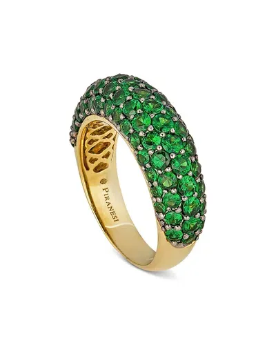 Piranesi 18k Yellow Gold Small Dome Ring With Green Tsavorite Garnet In Green/gold