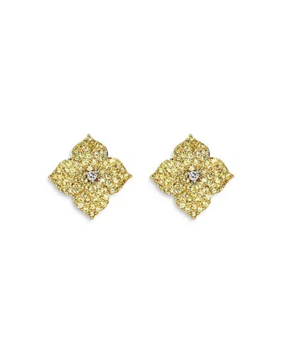 Piranesi 18k Yellow Gold Small Fiore Earrings With Yellow Sapphires And Diamonds In Yellow/gold