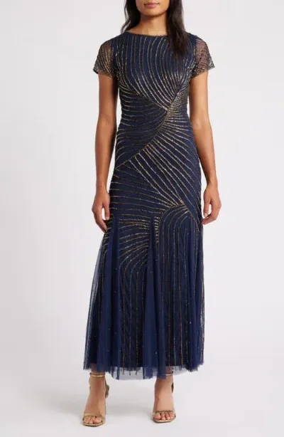 Pisarro Nights Beaded Gown In Navy