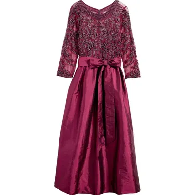 Pisarro Nights Beaded Taffeta Gown In Wine