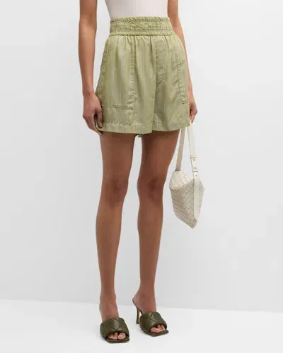 Pistola Annie Stripe Pull-on Shorts In Sage Stripe