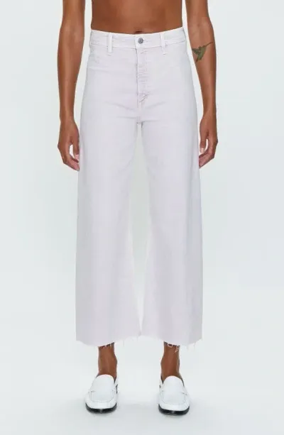 Pistola Penny High Waist Raw Hem Wide Leg Jeans In White