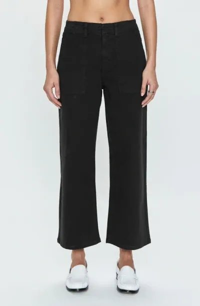 Pistola Sophia Stretch Cotton Ankle Wide Leg Pants In Black