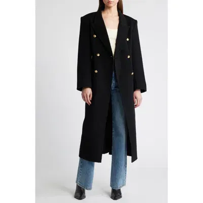 Pixie Market Double Breasted Wool Coat In Black