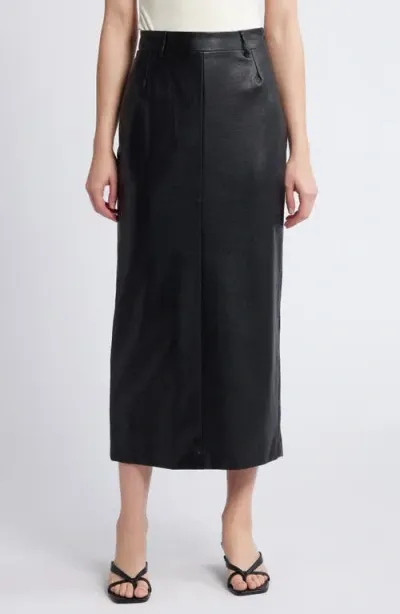 Pixie Market Yve Faux Leather Maxi Skirt In Black