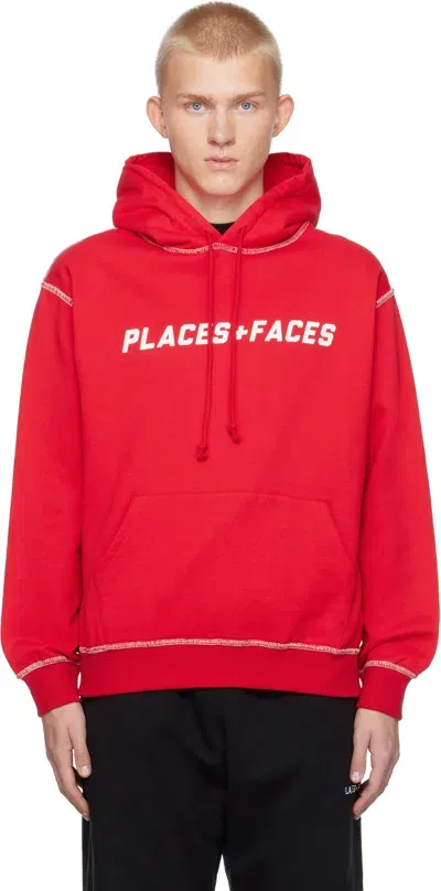 Places+faces Red Contrast Stitch Hoodie