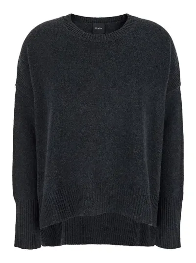 Plain Cashmere 7 Gauge Round Neck Oversize Fit In Grey