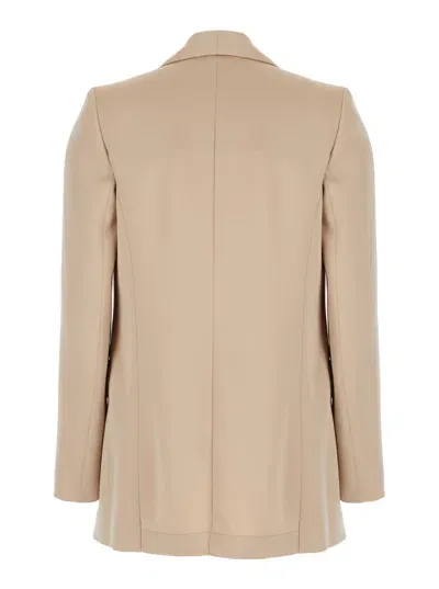 Plain Satin Shawl Neck Blazer In Beige