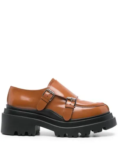 Plan C Buckled Loafers In Brown