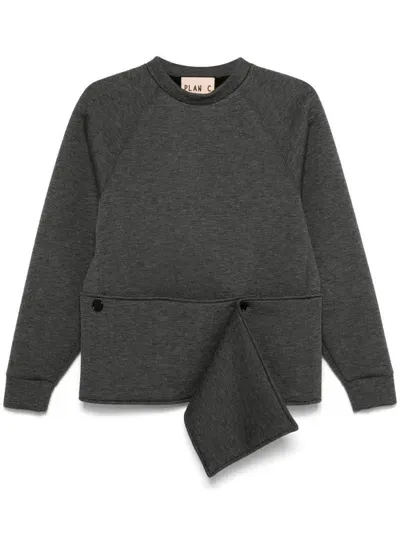 Plan C Button-detail Sweatshirt In Grey