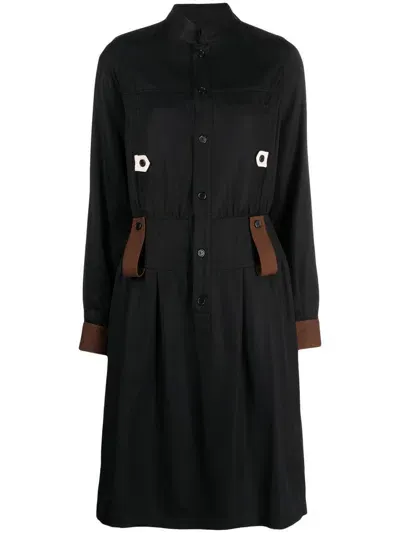 Plan C Button-up Shirt Dress In 黑色