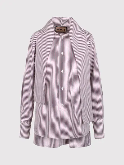 Plan C Striped Poplin Shirt In Multicolour