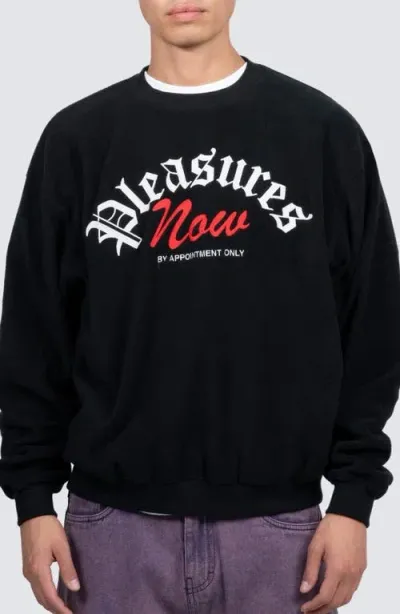 Pleasures Appointment Fleece Crewneck Sweatshirt In Black