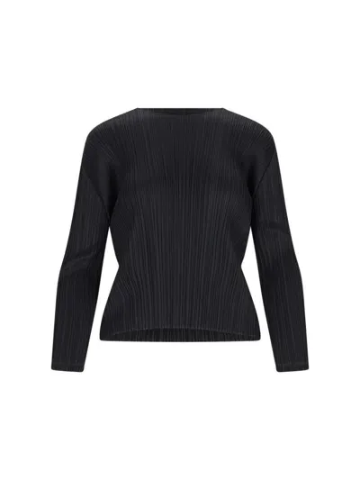 Pleats Please 'monthly Colors September' Pleated Top In Black  