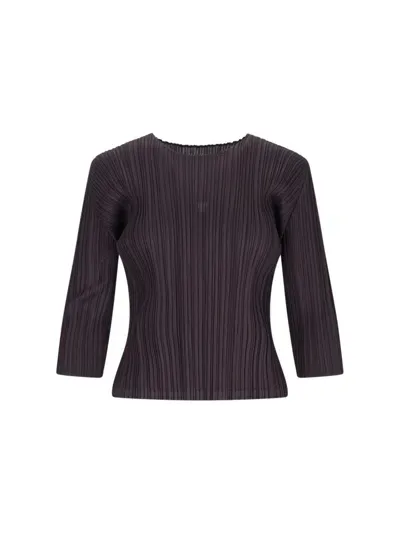 Pleats Please 'monthly Colors September' Pleated Top In Brown