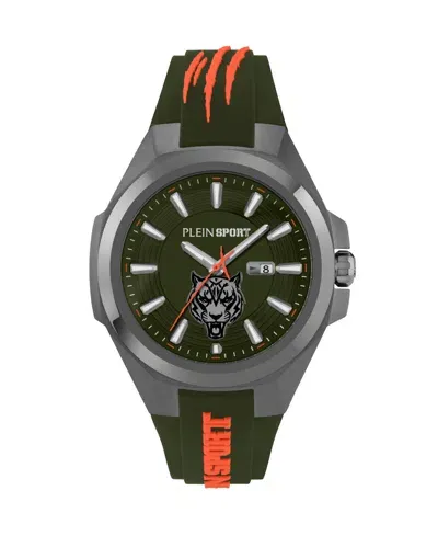 Plein Sport Mens Tigermaster Three Hand Date Quartz Green Silicone 47mm