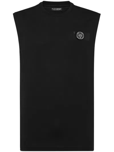 Plein Sport Round-neck Sleeveless T-shirt In Black