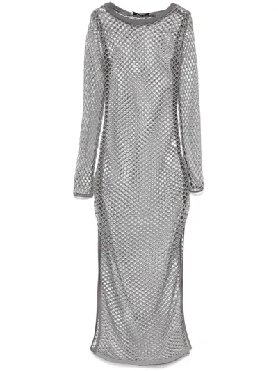 Pnk Cotton Mesh Dress In Grey