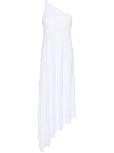 Pnk Ribbed One-shoulder Dress In White