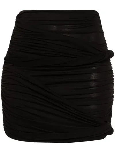 Pnk Ruched Mini Skirt In Schwarz