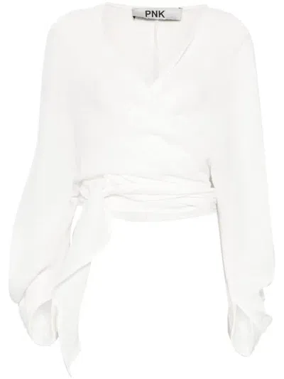 Pnk Wrap Cotton Blouse In White