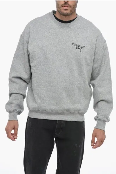 Polar Skate Fleeced Cotton Crew-neck Sweatshirt With Embroidered Logo