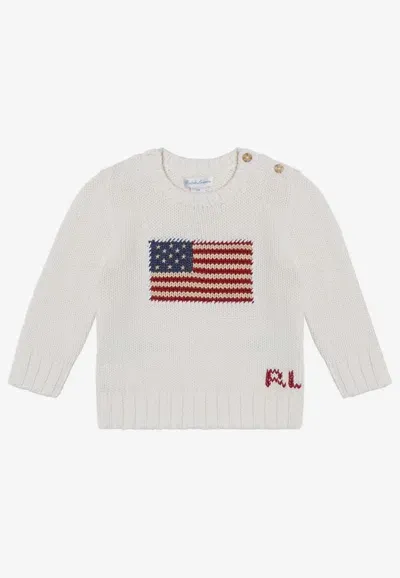 Polo Ralph Lauren Kids' Baby Boys The Iconic Flag Sweater In White