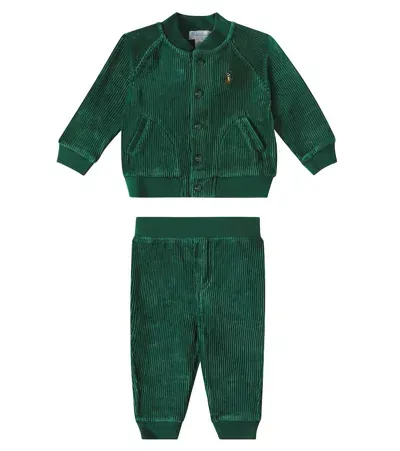 Polo Ralph Lauren Baby Corduroy Jacket And Sweatpants Set In Grün