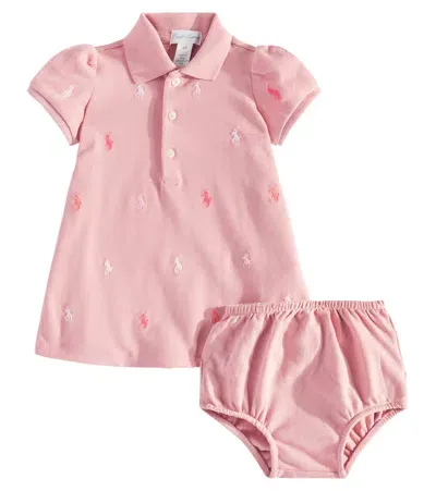 Polo Ralph Lauren Baby Cotton Dress And Bloomers Set In Pink