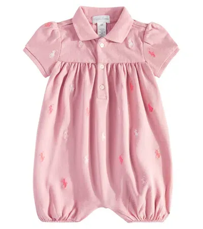 Polo Ralph Lauren Baby Cotton Playsuit In Pink