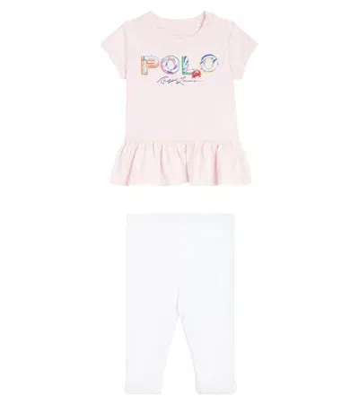 Polo Ralph Lauren Baby Logo Cotton T-shirt And Leggings Set In Pink