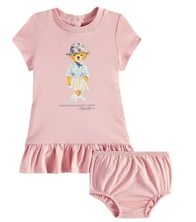 Polo Ralph Lauren Baby Polo Bear Dress And Bloomers Set In Pink