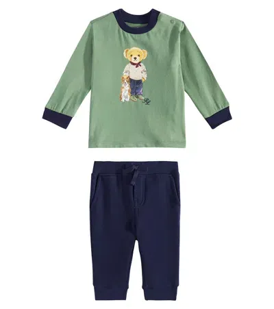 Polo Ralph Lauren Baby Polo Bear Sweatshirt And Sweatpants Set In Blue